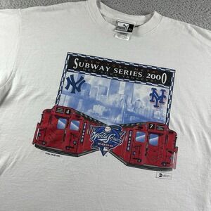 Vintage 2000‎ Subway Series Shirt Mens XL White Yankees Mets World Trade Center